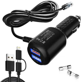 Qc3.o Plozoe Rq101 Radar Detector Dual Usb Power Cord Quick Charger