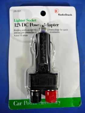 270-1521 Radio Shack Cigarette Lighter Plug - 2 Binding Post Adapter 12v /10a