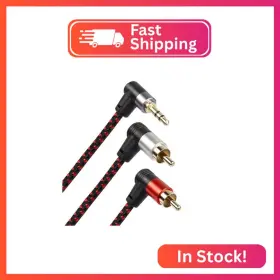 Riieyoca-rca-2m Riieyoca 90 Degree Right Angle 3.5mm To 2 Rca Cable 6ft 2rca Male Trs M