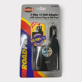 Rpp2swvusb Roadpro 2-way 12-volt Adapter Splitter Swivel Plug And Usb Port New