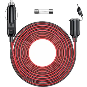 Sku008-ec26ft-16awg Rwujilong 12v/24v Heavy Duty Cigarette Lighter Extension Cord 26.1ft With Led