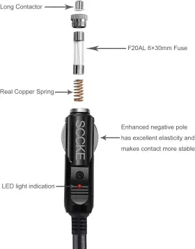 Sccke0001b Sccke Heavy-duty 14awg 20a Male Plug Cigarette Lighter Adapter Power Supply Cord With #2