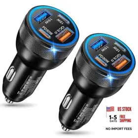 Shenzhen Beishan Technology Co. Ltd Sp-6504a Usb C Car Charger 2 Pack 4-port 65w Dual And Usb-a Cigarette 2-pack Black