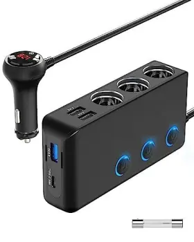 Hc67pd Shenzhen Gaoyi Tech Limited Car Charger Splitter 200w 3 Socket Cigarette Lighter Adapter With Pd30w Usb #2