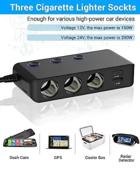 Hc67pd Shenzhen Gaoyi Tech Limited Car Charger Splitter 200w 3 Socket Cigarette Lighter Adapter With Pd30w Usb #3