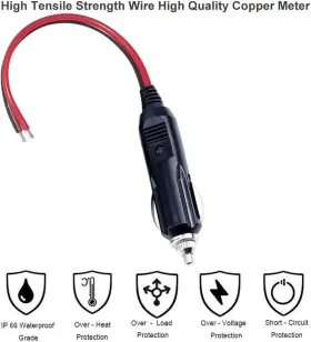 Shenzhen Sparking Technology Co Ltd 445011528564 2 Pack 12v 12volt Replacement Cigarette Lighter Male Plug With Leads - Car Ada #3