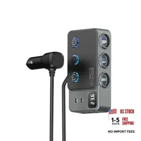 Shenzhen Xilong Industrial Co. Ltd. 602938047180 8 In 1 Cigarette Lighter Splitter - 3 Socket Car Charger Adapter Qc3.0