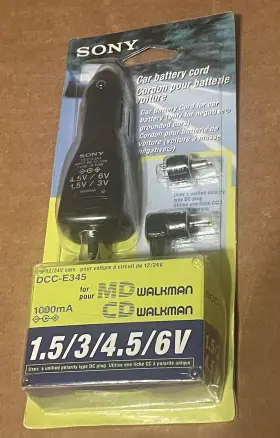 Dcc-e345 Sony 027242559783 Car Dc Adapter 1.5/3/4.5/6 Volts For Md And Cd Walkman New Sealed