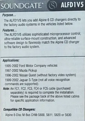 Alfd1v5 Soundgate New Alpine To Ford 6-disc Cd Changer Interface Adapter Module #2