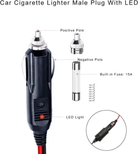 5824074809 Sparking 12v 12volt Fused Replacement Cigarette Lighter Male Plug With Leads - 15amp #3