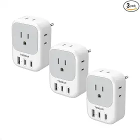 Ts-161-eu Tessan European Travel Plug Adapter 3 Pack Type C For 4 Outlets Usb 2 Usb-c