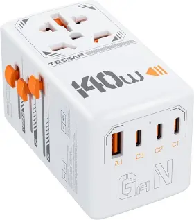 Ts-wta05 Tessan 140w Gan Universal Travel Adapter 1 Usb A 3 C Type C/g/a/i