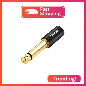 Tisino 733424801273 1/4 Mono To 3.5mm Stereo Adapter Gold Plated 6.35mm Ts Male 1/8 Inch