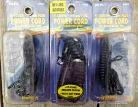 Tse-01068 Truck Stuff Two Coiled Power Cable Cord Cigarette Lighter Plug 2.5mm 1.3mm Nos