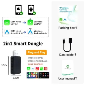 Turbo-roofinds 445023113123 Wireless Carplay Adapter Android Auto Smart Dongle 2in1 For Volvo Benz