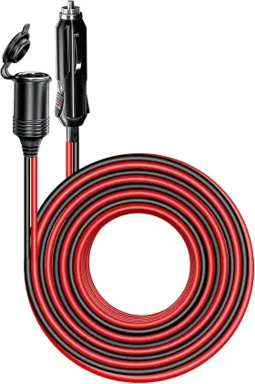 Unnestar 313115619600 26ft Car Cigarette Lighter Extension Cord Heavy Duty 12v 24v Plug To