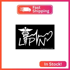 Uri558 Ur Impressions Licensed Practical Nurse - Lpn Caduceus Lifeline Heart Decal Vinyl Sticker Graph