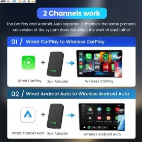 2air Usa-viralfinds 445050555576 5 Wireless Carplay Android Auto Box 2in 1 Adapter 2-channel Work W #3