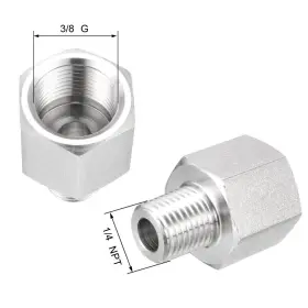 Uxcell 714998809476 Pipe To Fitting Adapter Gauge 1/4 Npt Male X 3/8 Inch G Female #2