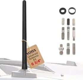 A010votex Votex Black Short Rubber 6 3/4 Inch Universal Antenna Kit - Car Wash Proof