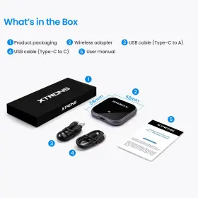 Accp07-0 Xtrons Wireless Carplay/android Auto Adapter Type C A Usb Plug For Factory Wired Cars