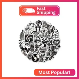 X001 Xune Halloween Skull And Gothic Designs Black White Sticker Pack Terrifier Horro X001 Xune Halloween Skull And Gothic Designs Black White Sticker Pack Terrifier Horro