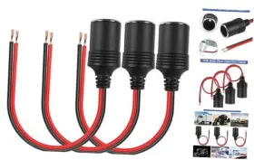 Ymh2023010 Yimaihui 3 Pcs 18awg Female Car Cigarette Lighter Socket With Bare Wire Open End