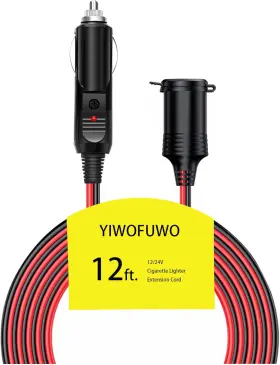Yiwofuwo 705353733321 12ft Cigarette Lighter Extension Cord 16awg Heavy Duty 12v Car Ch