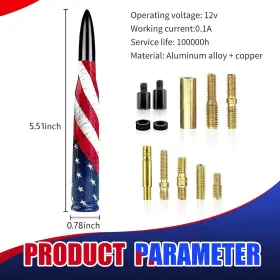 Yum25 Yumfugu 1 Pc Car American Flag Bullet Antenna 5.51 Inch X Medium Black #american #2