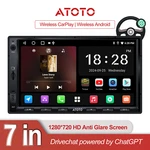 Atoto 7" 2 Din Stereo Bluetooth Radio Wifi Carplay Android Head Unit W/ Swc. Fixed Price $126.00.