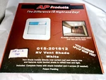 Ap Products 015-201612, 14X14 White Rv Vent Shade. Fixed Price $35.00.