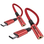 Moswag Usb Type To 3.5MM Headphone Jack Adapter, Audio 2 Pack, Red. Fixed Price $9.11.