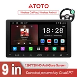 Atoto Double Din 9" 2G+32G Stereo Wireless Carplay Android Wifi Radio W/ Rwc. Fixed Price $127.42.