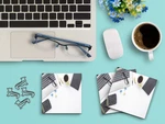 Sticky Notes Pack 3"X3" 50CT Office Desk Scene Laptop Coffee Calculator. Fixed Price $9.99.