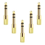Valefod Updated Version 5-PACK Stereo Audio Adapter 6.35MM 1/4"M-1/8"F, Gold. Fixed Price $15.99.