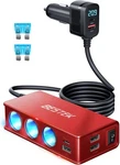 Bestek Cigarette Lighter Splitter Adapter: 9 In Car Charger 148W Red. Fixed Price $39.61.