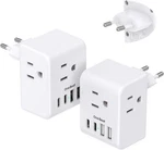 2 Pack European Travel Plug Adapter, International Power With 3 Out. Fixed Price $28.72.