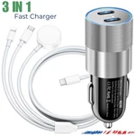 40W Fast Car Charger 3 In Magnetic Cable For Iphone 5 17 Iwatch 10/9/8/7/6/SE. Fixed Price $14.64.
