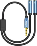 Millso Headset Splitter For 2 Trrs Headphones Mics - 1 Feet, Sapphire Blue. Fixed Price $13.35.