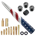 Car Truck Bullet Antenna Replacement Mast With Valve Stem Caps American Flag .... Fixed Price $30.74.