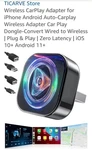 Ticarve Adapter For Iphone Android Auto-carplay Wireless.... Fixed Price $22.99.
