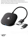 Wqqbff Android Auto Wireless Adapter, Car Adapter/dongle. Fixed Price $38.99.